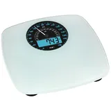 TFA Dostmann Personenwaage mit digitaler und analoger Anzeige SWING, 50.1003.02, Tachometeroptik, Körperwaage, Wiege-Erinnerungsfunktion, weiß, 1 Stück (1er Pack)