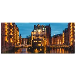 Artland Küchenrückwand »Teil der alten Speicherstadt in Hamburg«, (1 tlg.), Alu Spritzschutz mit Klebeband, einfache Montage Artland blau