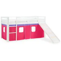 Homestyle4u Hochbett 90 x 200 cm Kiefer massiv lackiert weiß pink