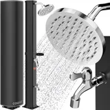Casaria® Solardusche 60 Liter UV-beständig Edelstahl Ablage 105GSM Schutzhaube Regendusche Pooldusche Campingdusche 60°C Warmes Wasser Dusche Außendusche