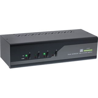 InLine KVM Desktop Switch, 4-fach, Dual-Monitor DisplayPort 1.2, 4K, USB 3.0, Audio