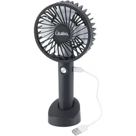 casativo Flexibler 2in1 Hand- & Tischventilator (schwarz): Akku- & USB-Betrieb, 3 Stufen für optimale Kühlung, kompakt, tragbar & ideal für Büro, Reise & Zuhause