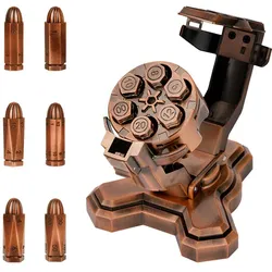 Bullet Nest - Metal Bullet Dice Set mit Revolver-Zylinder - Retro Copper