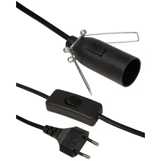 McPower Euro-Netzkabel mit Schnurschalter und E14 Fassung, 3,5m, schwarz