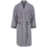 bruno banani Herrenbademantel Roy, ideal für Sauna & Spa, Hotelbademantel, Morgenmantel, Langform, Walkfrottee, Kimono-Kragen, Gürtel, mit farblich abgesetzten Streifen, Bademantel, Baumwolle, S-3XL grau 4XL | 125 cm