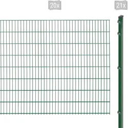 Doppelstabmattenzaun ARVOTEC "EXCLUSIVE 163 zum Einbetonieren", grün (dunkelgrün), H:163cm, Stahl, Kunststoff, Zaunelemente, Zaunhöhe 163 cm, Zaunlänge 2 - 60 m