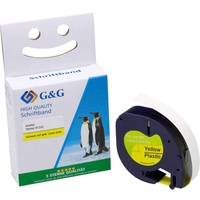 G&G Schriftband kompatibel zu Dymo 91222 12mm x 4m, schwarz auf gelb kompatibel für Dymo Letratag XR LT-100H/LT-100H Etikettendrucker