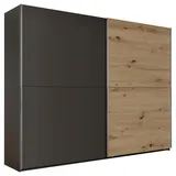 SchlafKONTOR Schwebetürenschrank »Mesio, 2-türiger Kleiderschrank, Schiebetürenschrank mit viel Stauraum«, inklusive Hoteleinteilungen außen und Einlegeböden oben
