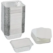 Relaxdays Aluschalen mit Deckel 100er Set Silber