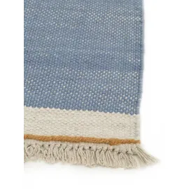 benuta Pop Wollteppich Karla - Blau 80x120 cm - Baumwolle,Wolle - Rechteckig & im Style: Uni, Hygge & Cozy, Minimalistisch - Pflegeleicht für Wohnzimmer Schlafzimmer
