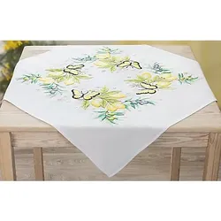 Stickmitteldecke "Zitronen & Schmetterling"
