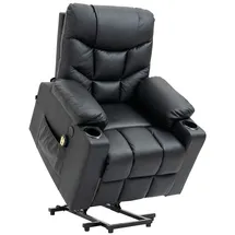 CLP Sessel Andover Echtleder 80 x 100 x 90 cm Schwarz elektrisch