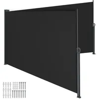 Tectake Seitenmarkise 160 x 600 cm schwarz Aluminium
