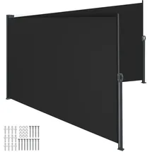 Tectake Seitenmarkise 160 x 600 cm schwarz Aluminium