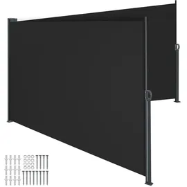 Tectake Seitenmarkise 160 x 600 cm schwarz Aluminium