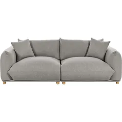 3-Sitzer Sofa hellgrau mit Kissen LUVOS