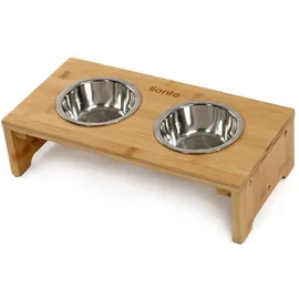LIONTO Hundenapf erhöht 40 X 20 X 10cm, Bambus, & 40x20x10 cm