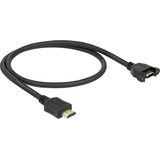Delock HDMI Verlängerungskabel HDMI-A Stecker, HDMI-A Buchse 0.50m 85463 High Speed-HDMI mit Ethernet, vergoldete Steckkontakte Schwar