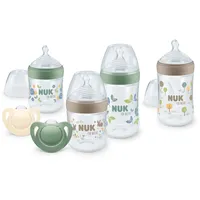 NUK Nature Perfect Start Set mit Temperature Control Trinkflaschen grün/braun, 0+ (10225680)