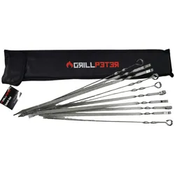 Grillpeter Schaschlik Spieße Schampura Edelstahl 10 Stück 50 cm