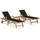 vidaXL Sonnenliegen 2 Stk. mit Tisch und Auflagen Massivholz Teak