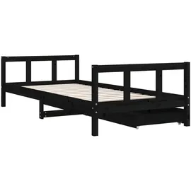 vidaXL Kinderbett mit Schubladen 90 x 200 cm Kiefer massiv schwarz
