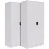 2-Pack LagerZwei Mehrzweckschrank 185x90x40cm I Metallschrank, 4 Fachböden I Aktenschrank weiß, abschließbar I Robuster Allzweckschrank als Werkstattschrank & Büroschrank I Stahlschrank