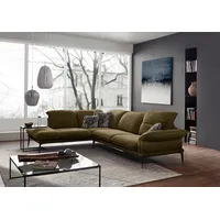W.SCHILLIG Ecksofa sherry, Designsofa mit tollem Sitzkomfort, elegant und zeitlos, L-Form, mit Kopfstützenverstellung, Winkelfüße in Schwarz, Breite 302 cm grün