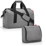 reisenthel Allrounder L mit toiletbag XL und wahlweise mit extra Zugabe Reisetasche Waschtasche (Twisted Silver)