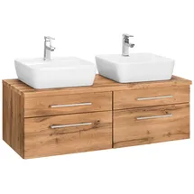 WELLTIME Waschbeckenunterschrank WELLTIME "Davos", braun (eichefarben, eichefarben), B:120cm H:55cm T:47cm, Schränke, Waschbeckenunterschrank, Badmöbel, Waschtisch inkl. Waschbecken, Breite 120 cm