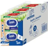 Tempo Toilettenpapier, feucht, sanftundsensitiv Trio-Pack (18 Packungen x je 42 Blatt), Großpackung, 1 kg