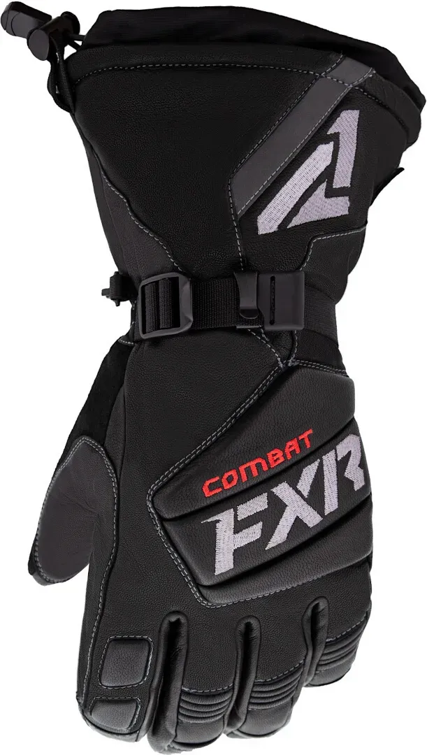 FXR Leather Gauntlet Snowmobil Handschuhe, schwarz, Größe L für Männer