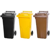 Proregal SuperSparSet 3x 2-Rad-Mülltonne Mgb HDPE-Kunststoff 120 Liter Grau/Schwarz