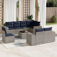 vidaXL Gartensofa-Set 9-tlg. grau