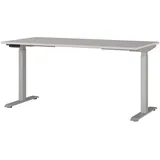 Lomadox Schreibtisch JESOLO-01, 160cm breit, kaschmir, Gestell silber, elektrisch höhenverstellbar weiß 160 cm x 120 cm x 80 cm