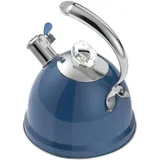 Harriet Wasserkessel Teekessel (2,36L), Edelstahl Pfeifkessel, 3-lagiger Boden, einzigartiger ergonomischer Griff, inklusive Topflappen und Unterlage, geeignet für Induktion und Gasherd (Blau)