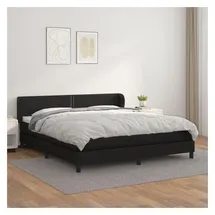 vidaXL Boxspringbett mit Matratze Schwarz 180x200 cm Kunstleder