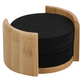 KESPER Untersetzer, 12 Stück, Durchmesser 10 cm/Stärke: ca. 0,4 cm, Farbe: Braun, Schwarz