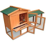 Wiltec 2 Etagen Nagerhaus 1470 x 520 x 855 mm, Hasenstall zweistöckig aus Fichtenholz, mit Bitumeneindeckung und Kotwanne, Kleintierhaus Freilauf Gehege