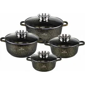 ZILNER 8-teiliges Topfset marmoriert-keramisch beschichtet Töpfe beschichtet, Kochtopf Set| Kochgeschirr Set, Topfset induktionsgeeignet ZL 7209 - Schwarz