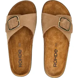 ROHDE Damen Pantolette Leder Klettverschluss Memoryfußbett Rodigo-D 5875, Größe:41 EU, Farbe:Beige - 41