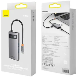 Baseus Metal Gleam 4in1 Hub, USB-C zu 3x USB 3.1 + USB-C PD + Ethernet RJ45