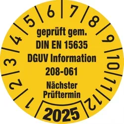 König Werbeanlagen Dreifke® Jahresprüfplakette, DGUV Information 208-061, Ø 30 mm - 30 mm Folie selbstklebend