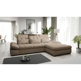 Hygger Ecksofa Oregon L-Form 300x200 cm Lose Kissen Bequem Modern Sofa mit Schlaffunktion ohne Bettkasten Braun - Braun