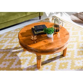 Massivmoebel24 Couchtisch OXFORD Braun Akazie 90 x 90 x 45 cm