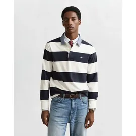 GANT für Herren. 2004083 Polo Heavy Gestreiftes Chambray-Polo Weiß, Navy (4XL), Lässig, Baumwolle, Langarm, Marine