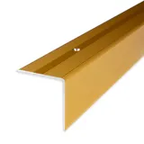 PROVISTON | Treppenkante | Aluminium eloxiert | Goldfarbig | Breite 40 mm | Höhe 42 mm | Länge 1000 mm | Gebohrt | Treppenkantenprofil | Treppenwinkel | Winkelprofil | Kombiwinkel | 1 Stück