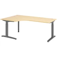 Bümö Schreibtisch Ahorn, Graphit, Nachbildung,Ahorn, Rechteckig, 200x74x120 cm FSC