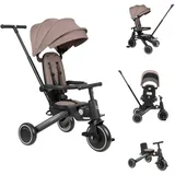 KIKKABOO Dreirad 5 in 1 Trix 2 zusammenklappbar, verstellbare Rückenlehne, Gurt beige