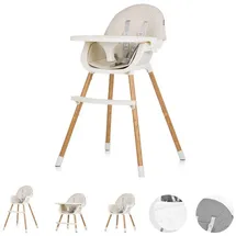 Chipolino Kinderhochstuhl Rio 2 in 1, Kinderstuhl rutschfeste Beine 5-Punkt-Gurt beige weiß